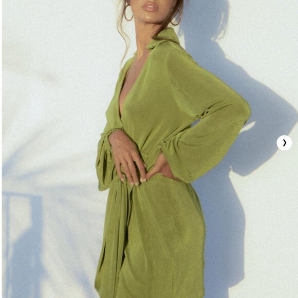 Princess Polly PARTY TIME MINI DRESS GREEN LOW IMPACT - Picture 7 of 8